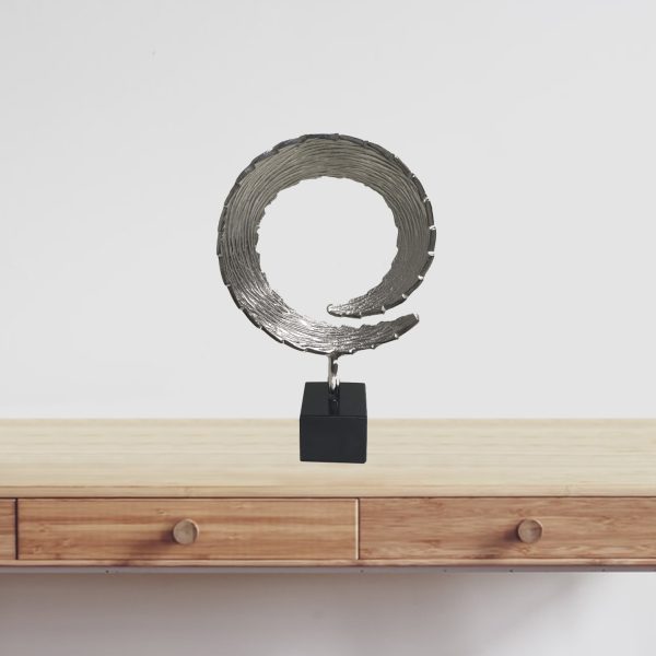 3" x 10" x 15.5" Silver and Black Small Tail Sculpture - Image 3
