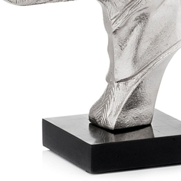 4" x 7.5" x 8.5" Silver and Black Bust on Bone Base Hound - Image 4