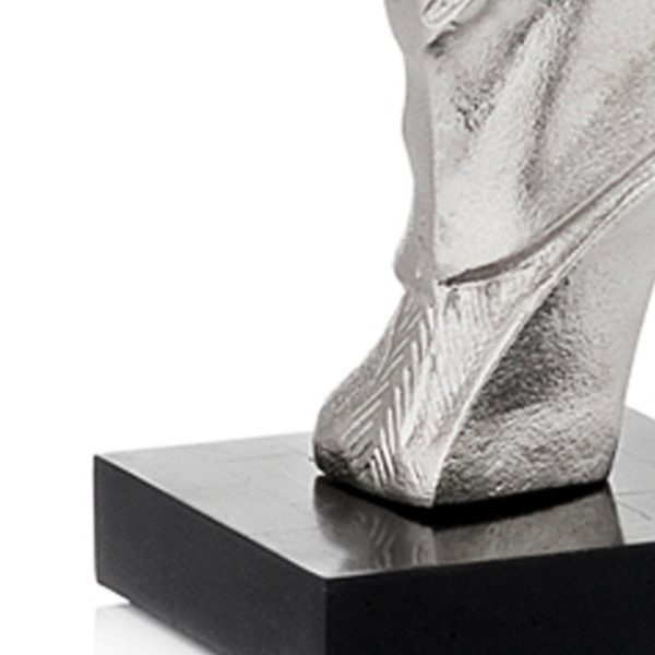 4" x 7.5" x 8.5" Silver and Black Bust on Bone Base Hound - Image 5