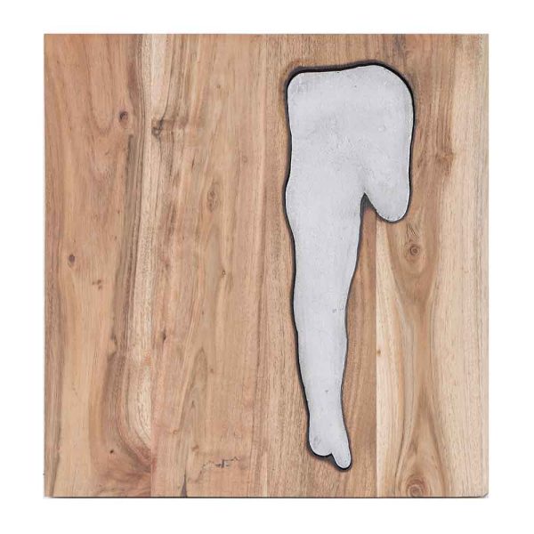 13" x 13" x 1" Silver Natural Wood and Metal Wall Tile - Image 3