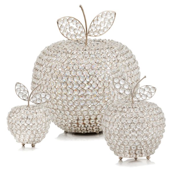 5.5" x 5.5" x 8" Silver Crystal Apple - Image 2