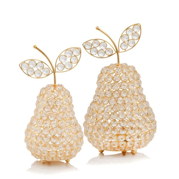 5.5" x 5.5" x 10" Gold Crystal Pear - Image 2