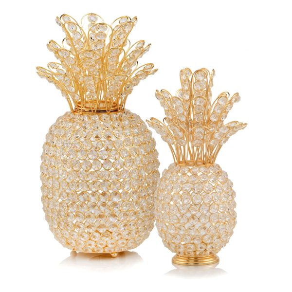 6" x 6" x 12.5" Gold Crystal Pineapple - Image 2