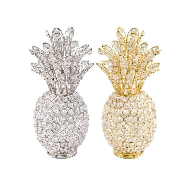 6" x 6" x 12.5" Gold Crystal Pineapple - Image 3