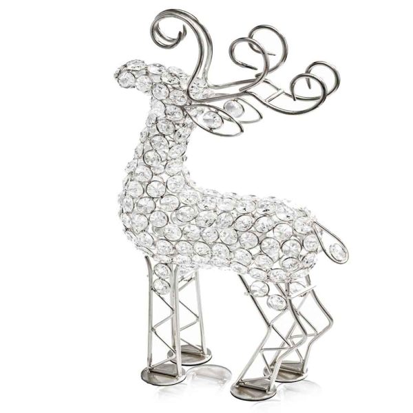 19" Silver Faux Crystal Bling Reindeer - Image 2