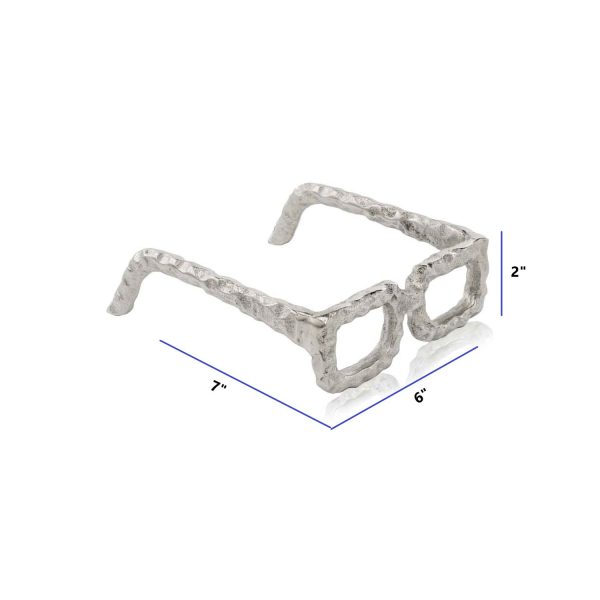 Raw Silver Textured Square Glasses Sculpture - Image 5