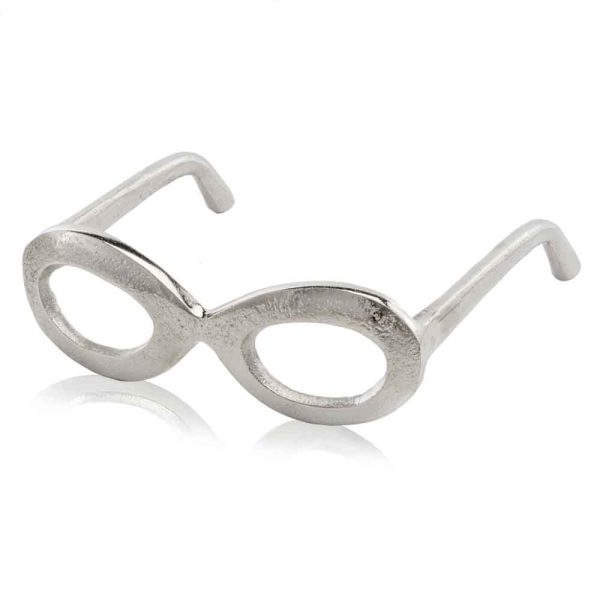 Raw Silver Textured Oval Glasses Sculpture - Image 2