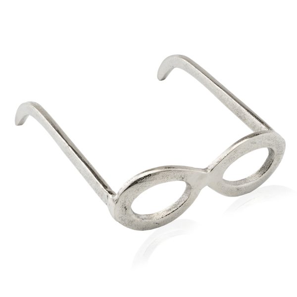 Raw Silver Textured Oval Glasses Sculpture - Image 3