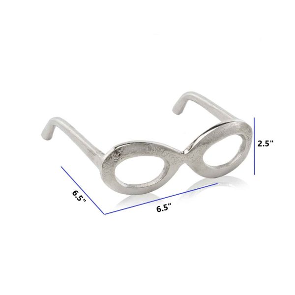 Raw Silver Textured Oval Glasses Sculpture - Image 4