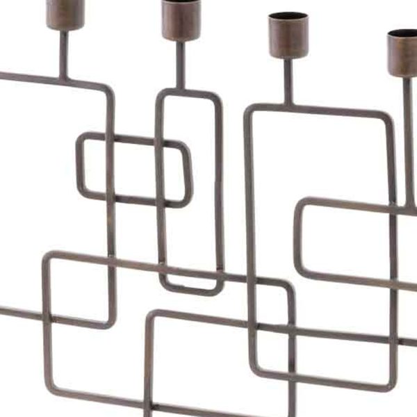 13" x 3" x 18" Antique Brass Black Squares Candleholder - Image 5