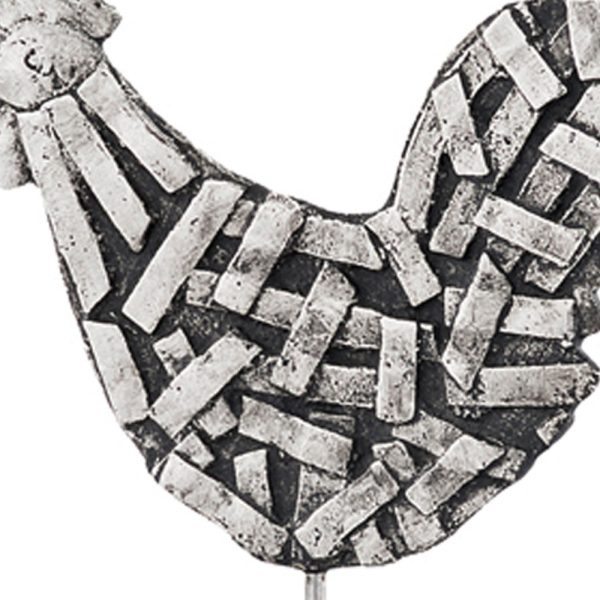 3" x 9.5" x 10.5" Silver and Black Strap Rooster - Image 4