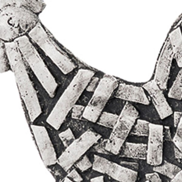 3" x 9.5" x 10.5" Silver and Black Strap Rooster - Image 5