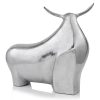 7" x 21" x 19.5" Rough Silver Extra Large Abstract Bull Sculpture - Image 3