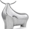 7" x 21" x 19.5" Rough Silver Extra Large Abstract Bull Sculpture - Image 4