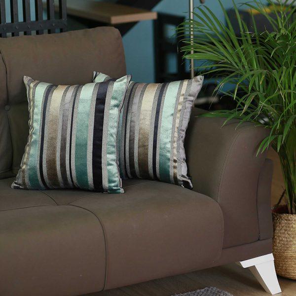 Set of 2 Blue Variegated Stripe Decorative Pillow Covers - Image 2