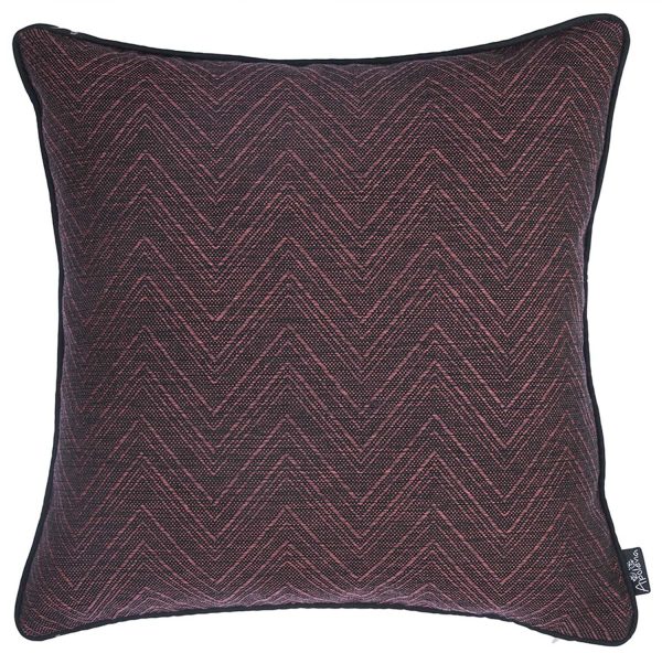 Fuchsia and Black Zigzag Decorative Throw Pillow Cover - Image 3