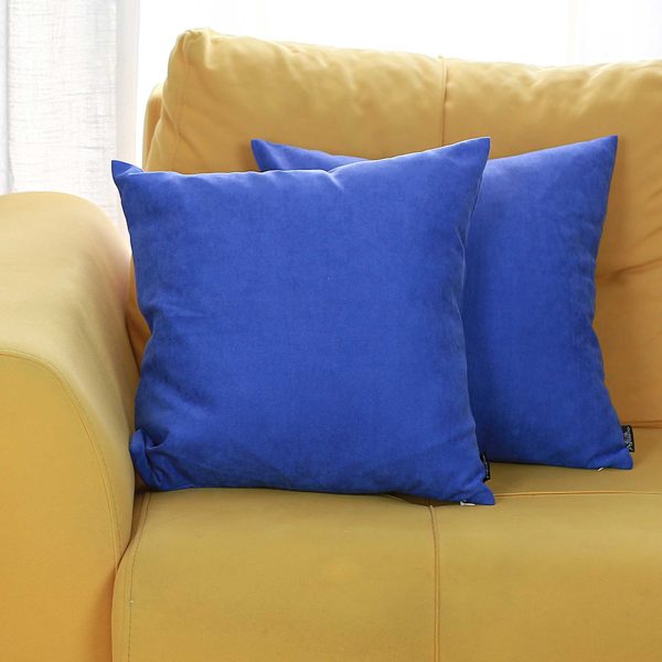 Set of 2 Sapphire Blue Brushed Twill Decorative Throw Pillow Covers - Image 2