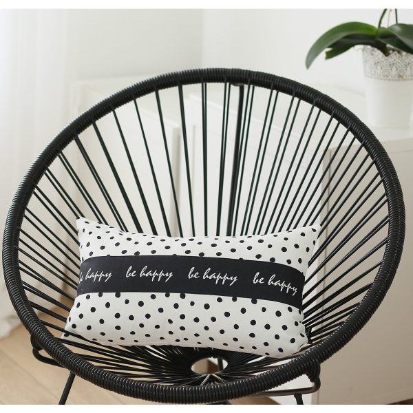 Be Happy Dots Decorative Rectangle Throw Pillow Cover - Image 2