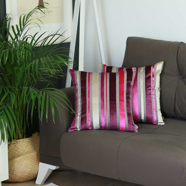 Set of 2 Purple Varigated Stripe Decorative Pillow Covers - Image 3