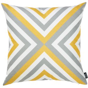 Yellow and Gray Geometric Decorative Throw Pillow Cover