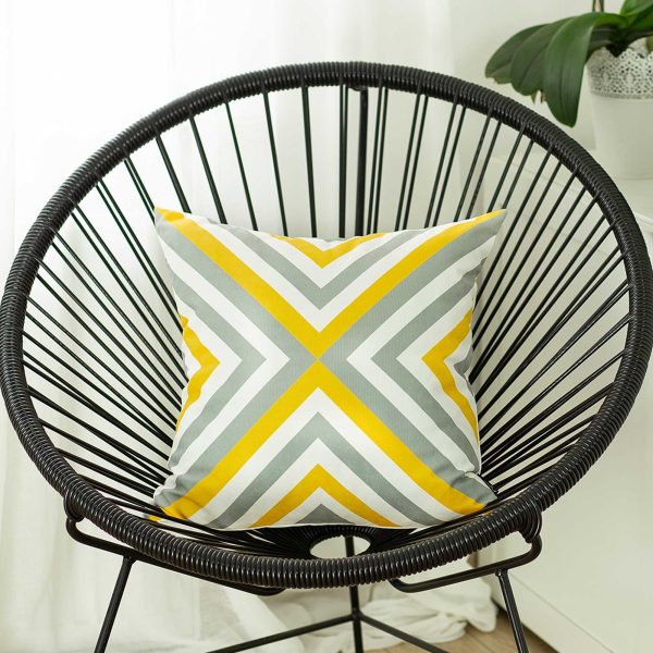 Yellow and Gray Geometric Decorative Throw Pillow Cover - Image 2