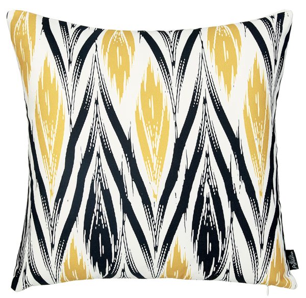 Black and  Yellow Zig Zag Decorative Throw Pillow Cover - Image 2