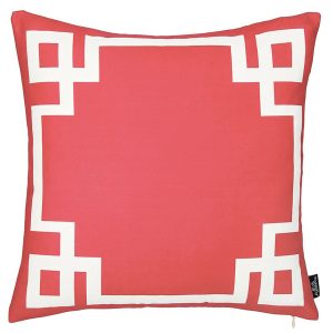 Square Red and White Geometric Decorative Throw Pillow Cover