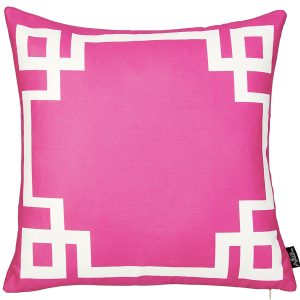 Bright Pink and White Geometric Decorative Throw Pillow Cover