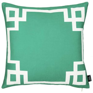 Grass Green and White Geometric Decorative Throw Pillow Cover