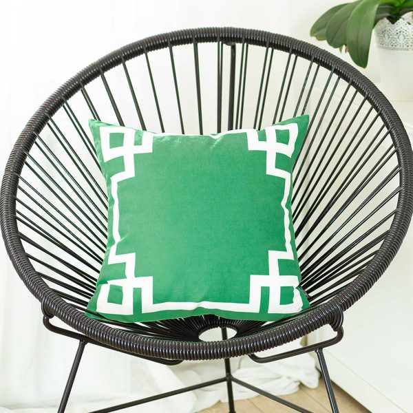 Grass Green and White Geometric Decorative Throw Pillow Cover - Image 2