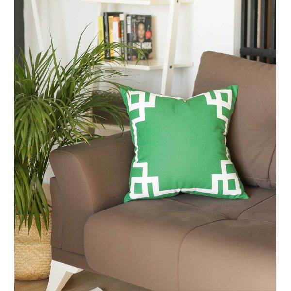 Grass Green and White Geometric Decorative Throw Pillow Cover - Image 3