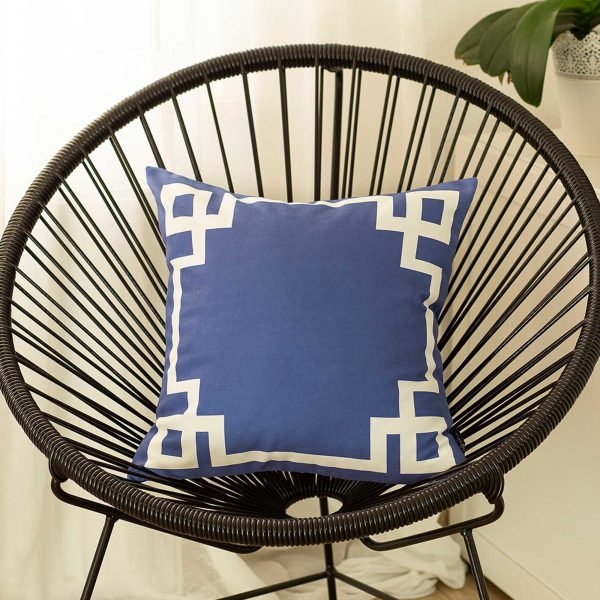 Nautical Blue and White Geometric Decorative Throw Pillow Cover - Image 2