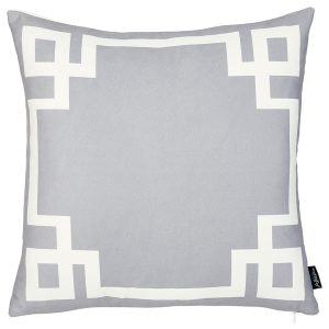 Light Grey and White Geometric Decorative Throw Pillow Cover
