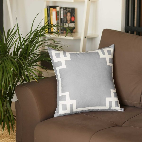 Light Grey and White Geometric Decorative Throw Pillow Cover - Image 4