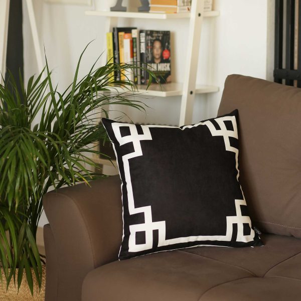 Black and White Geometric Decorative Throw Pillow Cover - Image 3