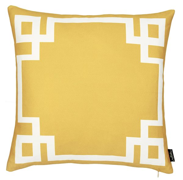 Yellow and White Geometric Decorative Throw Pillow Cover