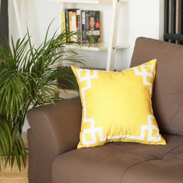Yellow and White Geometric Decorative Throw Pillow Cover - Image 3