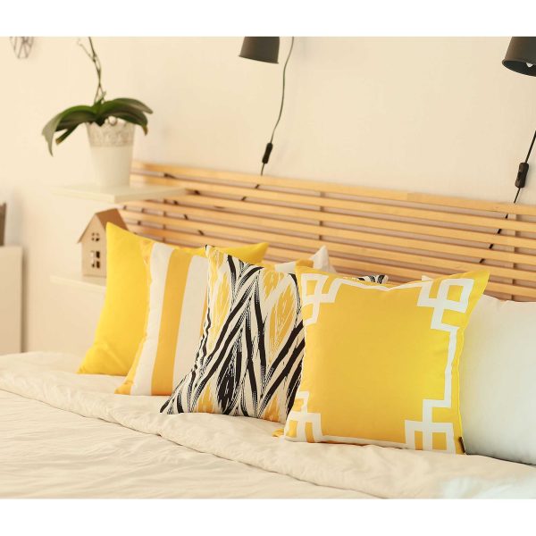Yellow and White Geometric Decorative Throw Pillow Cover - Image 4