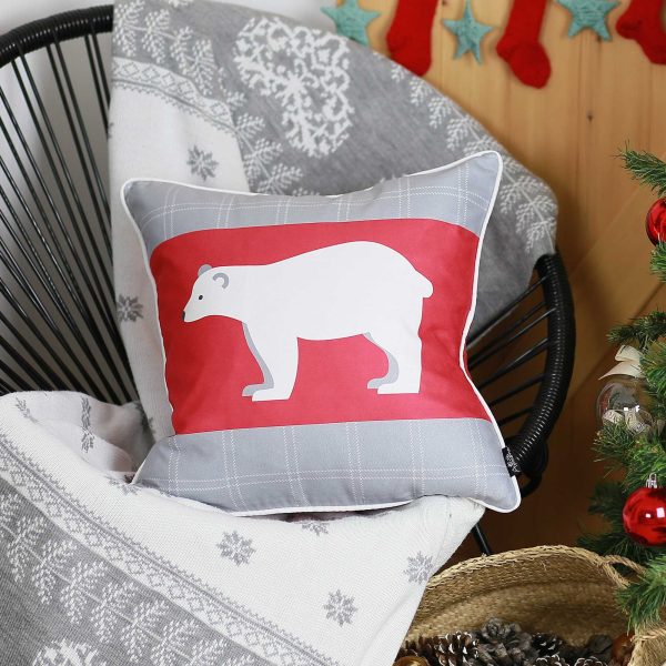18"x18" Christmas Bear Printed Decorative Throw Pillow Cover - Image 2