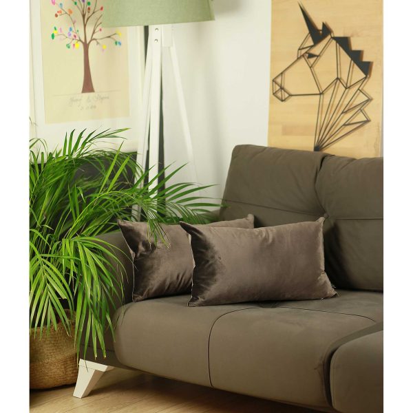 21"x 14" Brown Velvet Carob Decorative Throw Pillow Cover 2 Pcs in set - Image 2