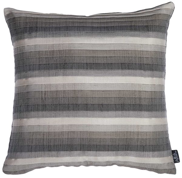 Gray Taupe and White Stripe Decorative Throw Pillow Cover - Image 3