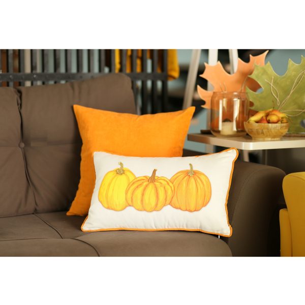Pumpkin Trio Lumbar Decorative Throw Pillow Cover - Image 2