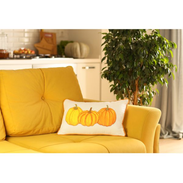 Pumpkin Trio Lumbar Decorative Throw Pillow Cover - Image 3