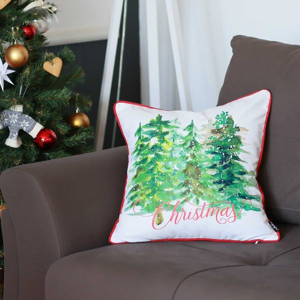 Christmas Tree Forrest Square Printed Decorative Throw Pillow Cover - Image 2
