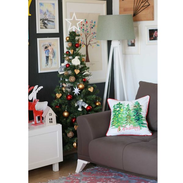 Christmas Tree Forrest Square Printed Decorative Throw Pillow Cover - Image 3