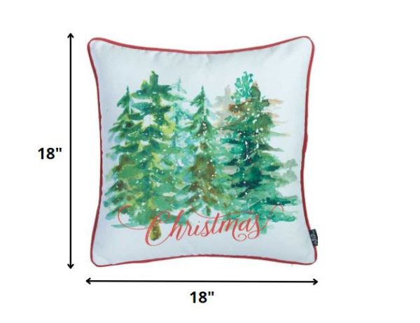 Christmas Tree Forrest Square Printed Decorative Throw Pillow Cover - Image 4