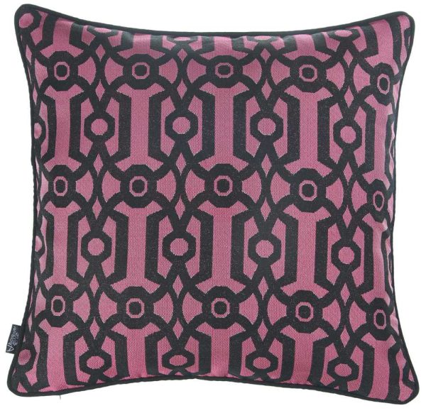 Fuchsia and Black Jacquard Geo Decorative Throw Pillow Cover - Image 4