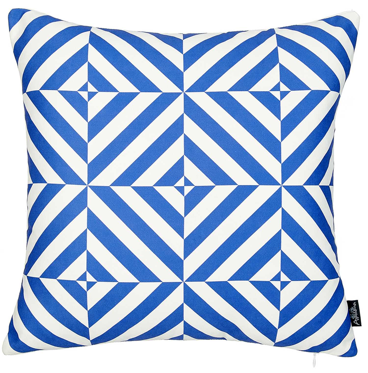 Blue and White Geometric Squares Decorative Throw Pillow Cover