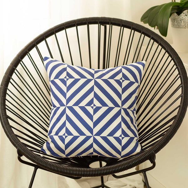 Blue and White Geometric Squares Decorative Throw Pillow Cover - Image 2