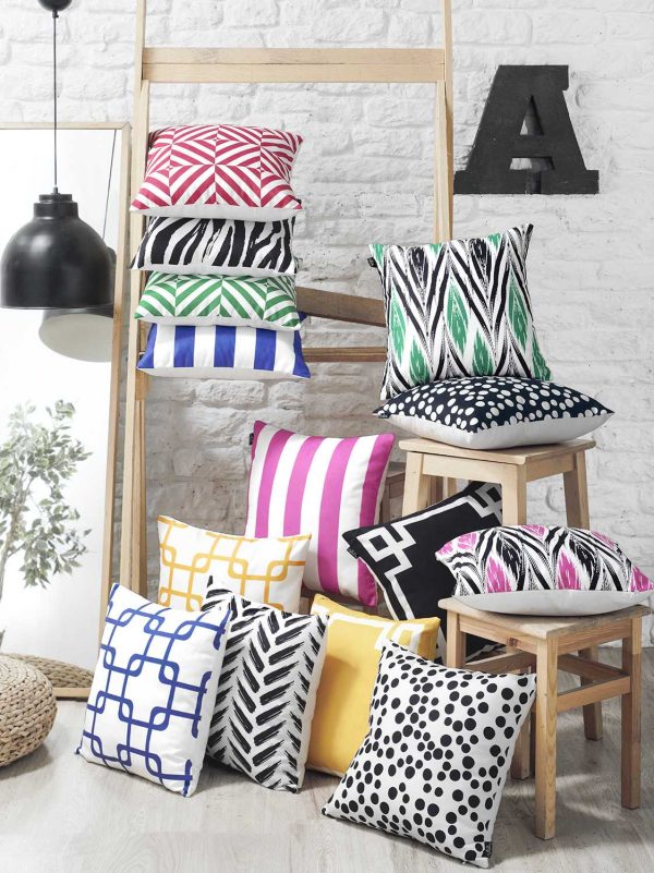 Hot Pink Geo Squares Decorative Throw Pillow Cover - Image 4